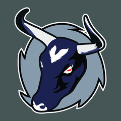 Angry black bull logo icon isolated on grey background. With the design of a angry black bull makes this logo very attractive. This logo is more suitable to be applied to the sport or e-sport logo.