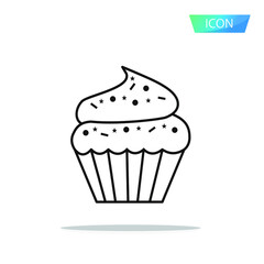 Cup cake icon vector isolated on white background.