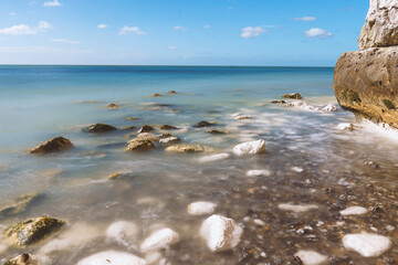 UK Beach Print: Fine Art Photo Print - Calm Sea at Seven Sisters, East Sussex, UK