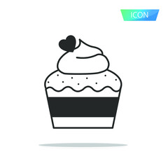 Cup cake icon vector isolated on white background.