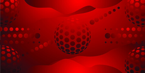 Abstract background of intersecting lines, circle and dots in red colors
