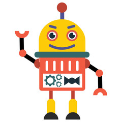 
Robot flat icon design, artificial person 
