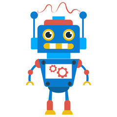 
Robot flat icon design, artificial person 
