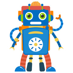 
Robot flat icon design, artificial person 
