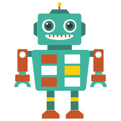 Fototapeta premium Robot flat icon design, artificial person 