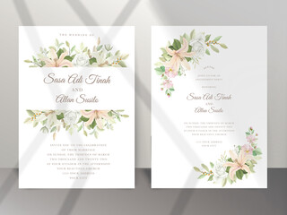 Fototapeta na wymiar Elegant lily wedding invitation card set