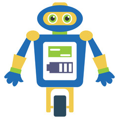 
Robot flat icon design, artificial person 
