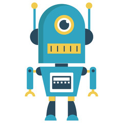 
Robot flat icon design, artificial person 
