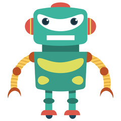 
Robot flat icon design, artificial person 
