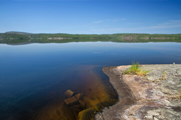 View from Zayachiy Island on the Upper Pulongskoye Lake in Karelia (Russia)