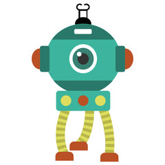 
Robot flat icon design, artificial person 
