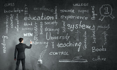 Man draw on chalkboard