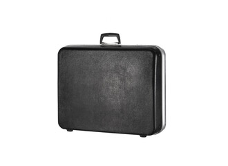 large plastic black suitcase isolated on white background