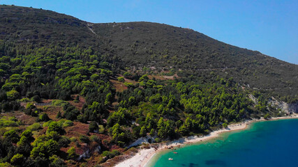 4k aerial view of sea coastline in tropical island.