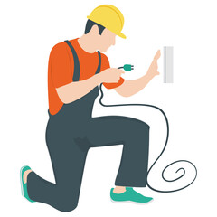 
Flat icon of a  service technician, electrical maintenance 
