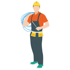 
Flat icon of a  service technician, electrical maintenance 
