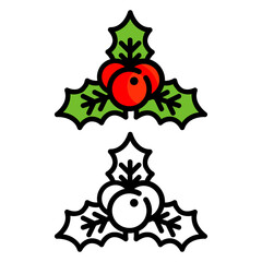 cartoon christmas mistletoe set vector