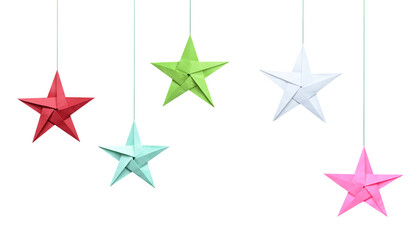 Origami paper stars haning with string