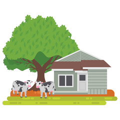 Obraz na płótnie Canvas Scenic farm illustration design 