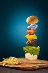 foto producto hamburguesa flotante