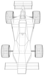 Model speed car. Wire-frame. EPS10 format. Vector rendering of 3d.