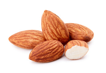 Almonds isolated on white background
