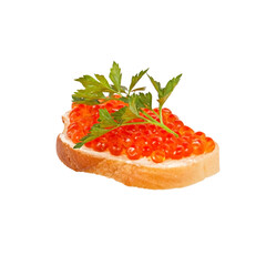 sandwich with red caviar