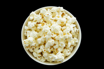 Popcorn on a black background