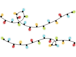 Seamless pattern of colorful christmas light bulbs and snowflakes.