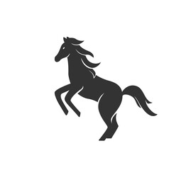 Fototapeta na wymiar Horse silhouette vector illustration. Black and white stallion logo. Isolated on white background