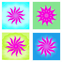 Fototapeta na wymiar Collection of pink starburst flower icons shape circle art graphic design abstract background vector illustration 