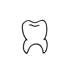 Root tooth. Vector hand drawn doodle illustration. Black and white illustration.