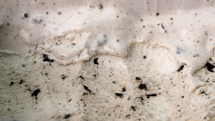 Texture ice cream Cookies & Cream, Top view Food concept, Blank for design.