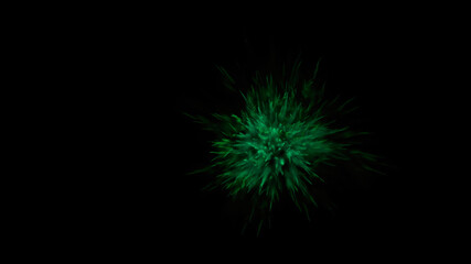 Fototapeta premium Explosion of colored particles on black background