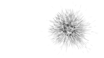 Explosion of colored particles in the corner on white background