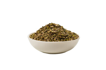 Oregano in a bowl isolated.