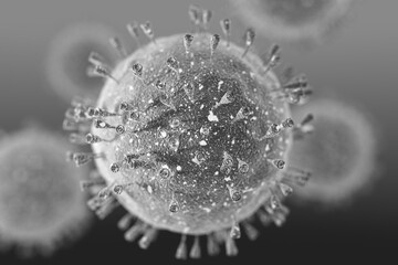 3d render virus close-up imitation microscope