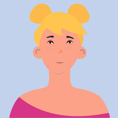 Flat vector portrait of a young female character