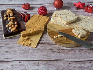 Turron, traditional Christmas dessert. Almond nougat typically made of almond and honey