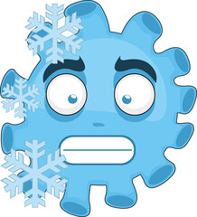 Vector illustration of frozen coronavirus character emoticon