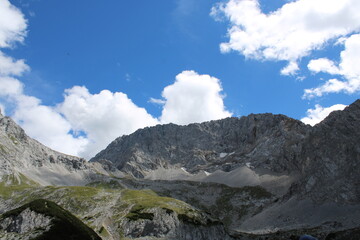 Fototapeta na wymiar A beautiful alpine mountain panorama in the Austrian Alps close to Ehrwald