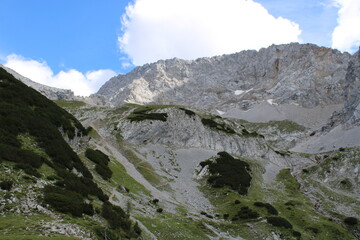 Fototapeta na wymiar A beautiful alpine mountain panorama in the Austrian Alps close to Ehrwald