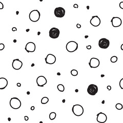 Dots seamless pattern. Hand drawn circles background texture.