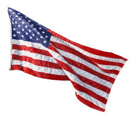 Obraz premium American flag waving in the wind isolated on white background. 3D