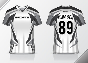 soccer jersey uniform view front back white grey