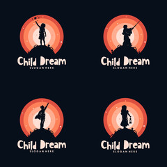 Set of kids reach dreams logo design