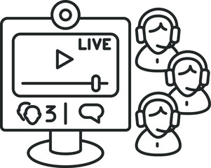 counting the number of participants, webinar, line icon
