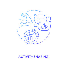 Activity sharing concept icon. Device capability idea thin line illustration. Progress comparing. Challenges. Healthy competition. Community interaction. Vector isolated outline RGB color drawing