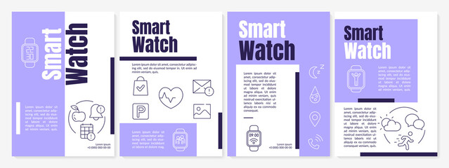 Smart watch brochure template. Smartwatch high technology. Flyer, booklet, leaflet print, cover design with linear icons. Vector layouts for magazines, annual reports, advertising posters
