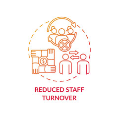 Reduced staff turnover concept icon. Gender diversity policy benefits. Cooperetion organizing. Crew working organizing tutorial idea thin line illustration. Vector isolated outline RGB color drawing